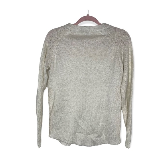 SONOMA Ivory Lightweight Cable Knit Sweater with Gold Metallic Thread S - Picture 3 of 7